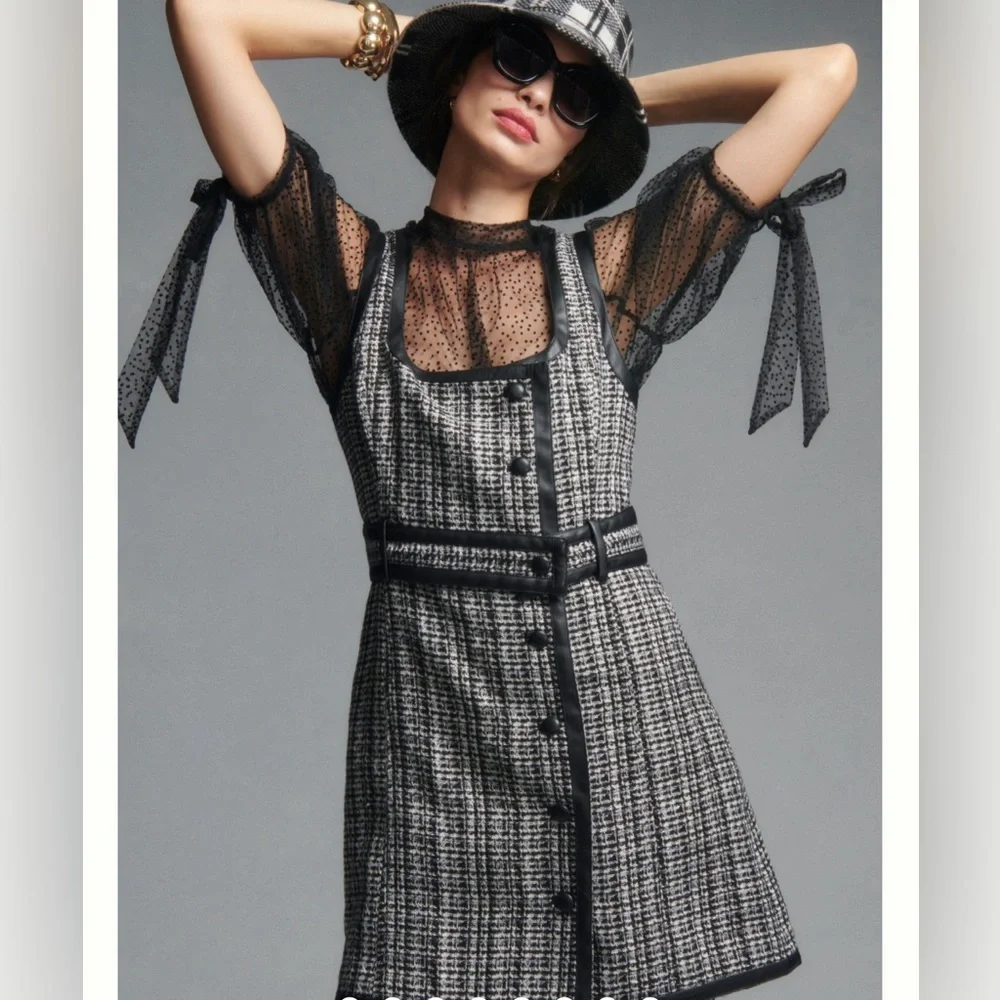 Anthro Maeve tweed mini dress size 10 - Picture 1 of 16